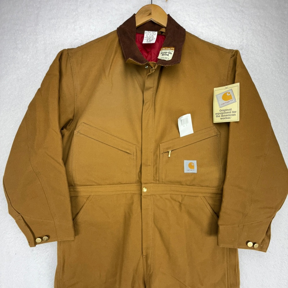 Carhartt Insulated Coveralls Quilt Lined Mens 46 Short X01 BRN Brown NWT NOS